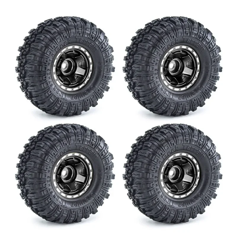 4pcs 57mm 1.0" Metal Beadlock Wheel Tire Set For 1/18  RC Crawler Car TRX4M SCX24  FMS24 Upgrade Parts Accessories