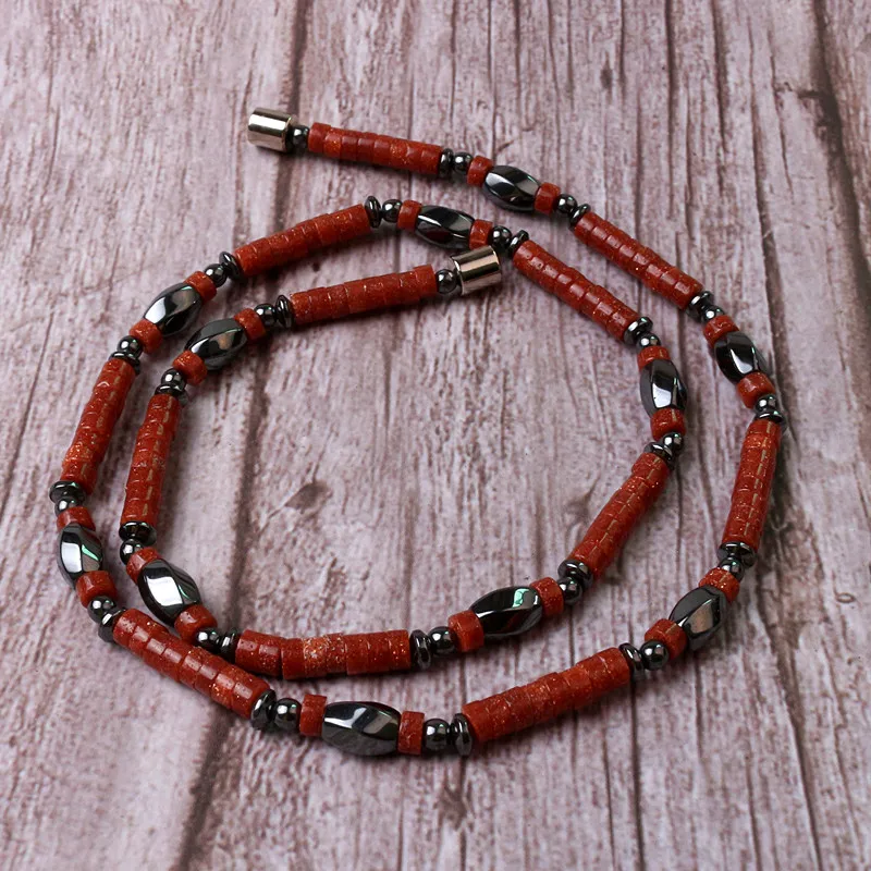 Men Beaded Choker Necklace Natural Stone With Hematite Tribal Jewelry Surfer Necklace For Mens Dropshipping