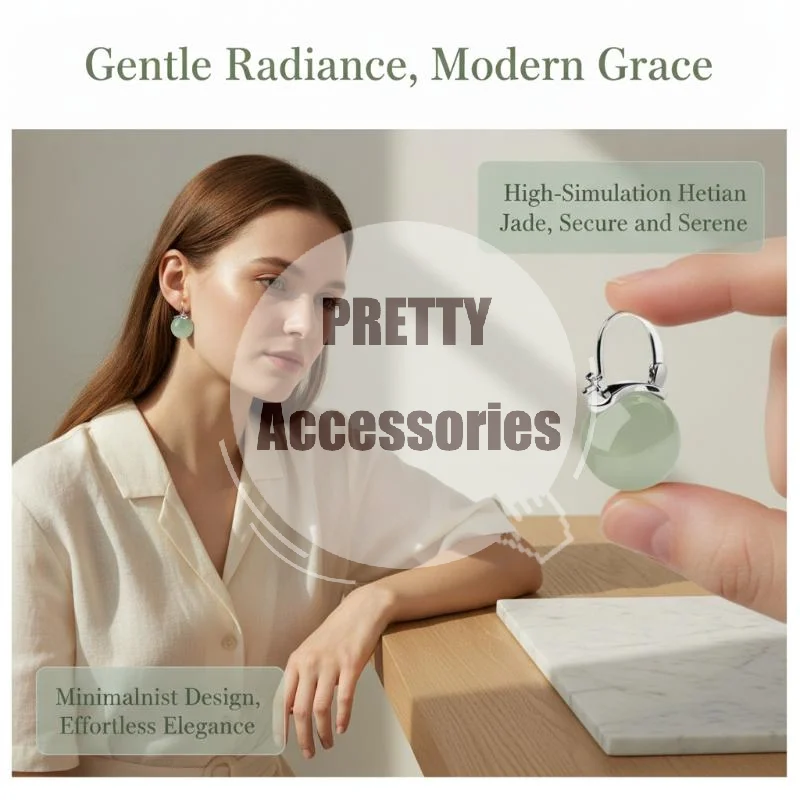 Silver Needle Resin Drop Earrings Hypoallergenic Natural Light Green Comfortable Jewelry for Women All Day Wear