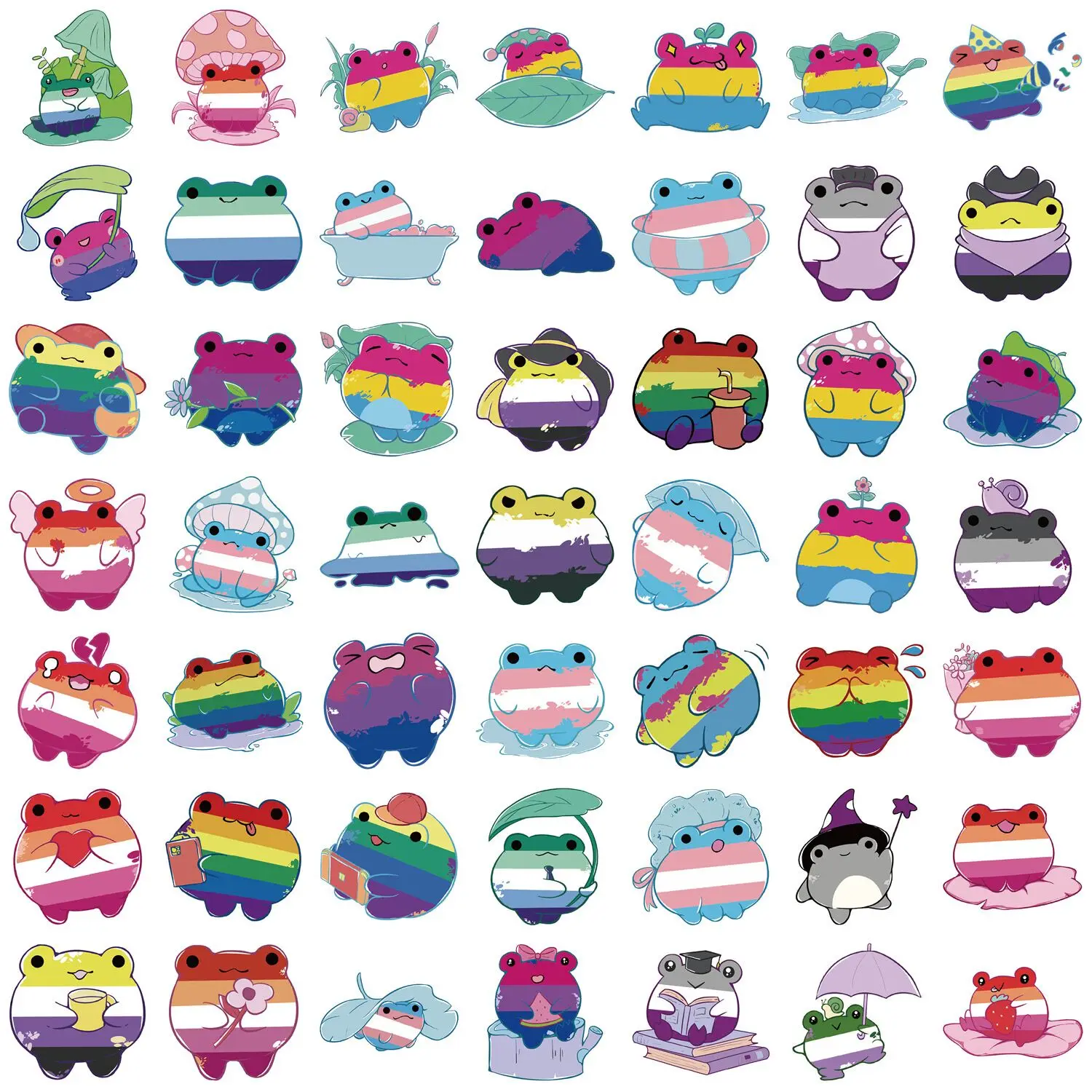 10/50pcs Funny Colorful Rainbow Pride Frog Stickers LGBT Toys Decals DIY Laptop Phone Notebook Luggage Guitar Graffiti Sticker