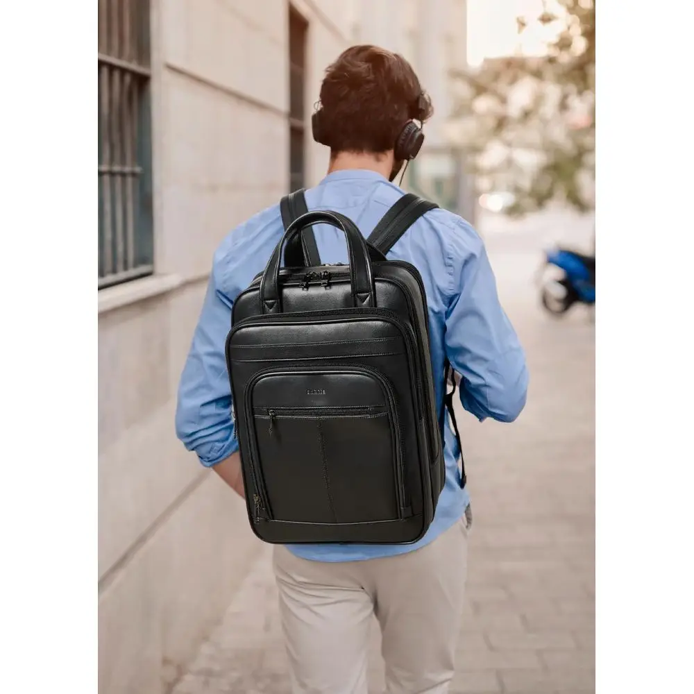 Sac à dos pour ordinateur portable Shrrie 15,6 pouces, sac à dos de travail BusinWork, sac à dos pour ordinateur portable durable ou pour le bureau, les voyages, l'université, noir bicolore