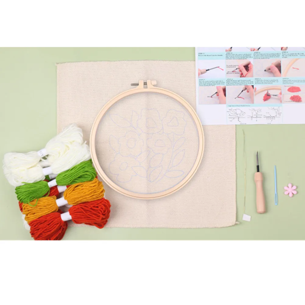 Punch Needle Embroidery Starter Kits Punch Needle Fabric With Pattern Embroidery Hoop Punch Needle Tool Kit For Craft Lovers