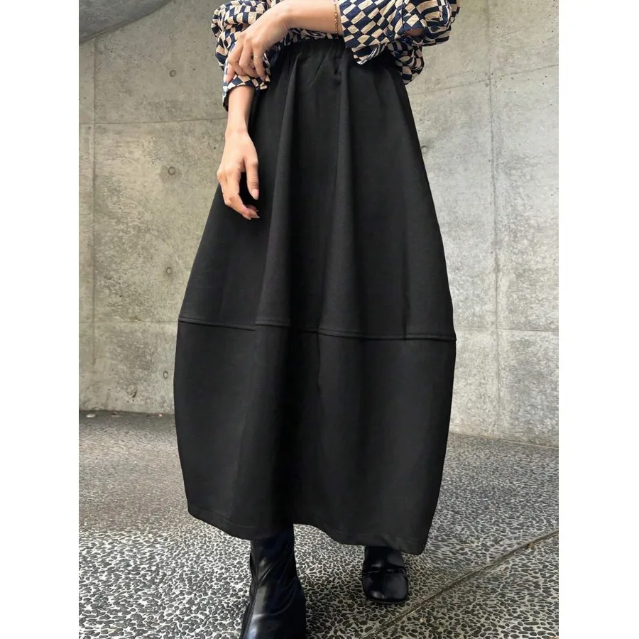 

Утепленная шерстяная юбка А-силуэта женская, с высокой талией, средней длины, повседневная, в художественном стиле, для офиса, из полиэфирного волокна, длинная юбка