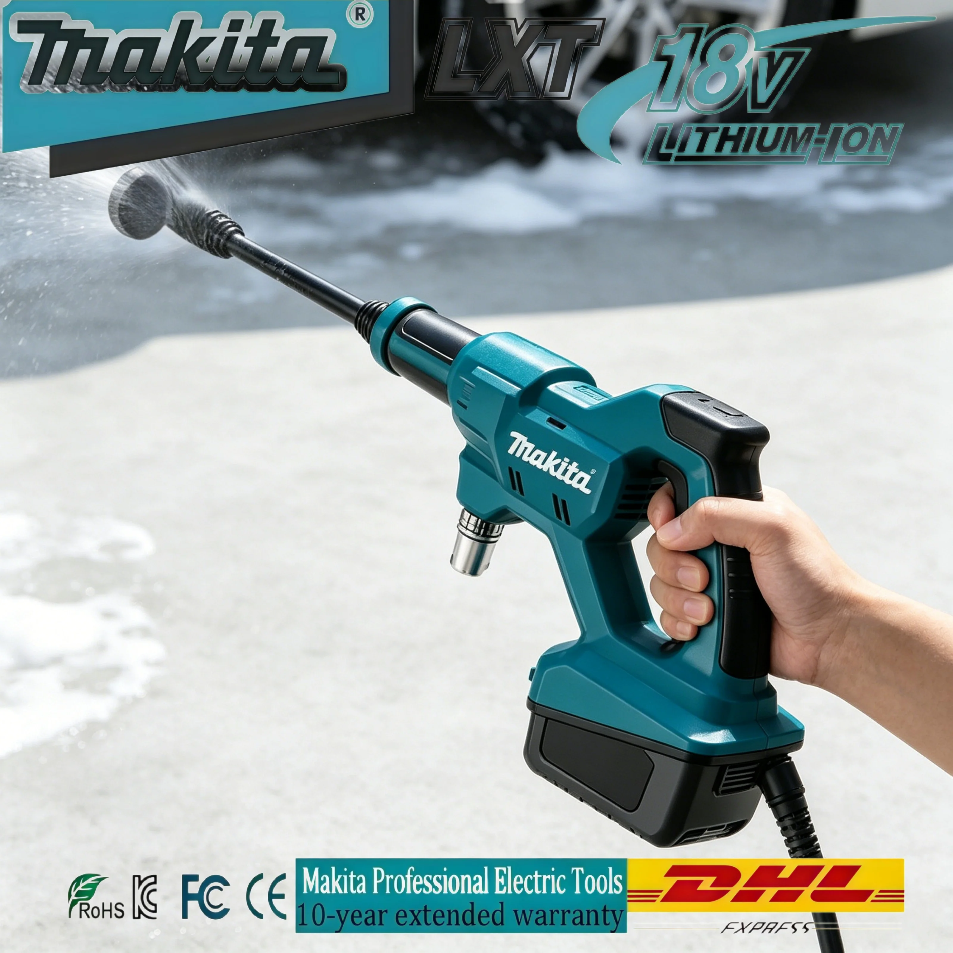 5 Spray Modes High Pressure Car Wash Gun Makita DHW180 18V Lithium Battery Portable Outdoor Water Cleaner for Auto Home Garden