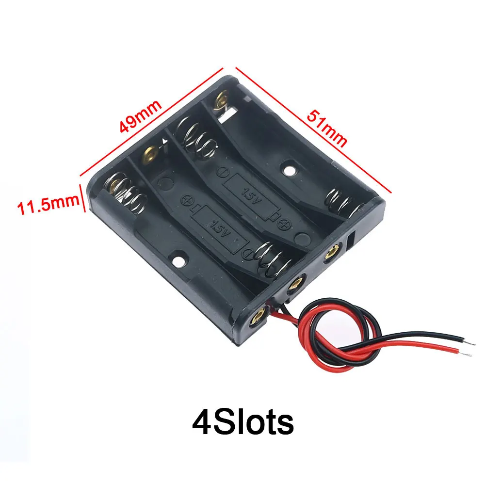 JCD AAA Plastic Black Spring Battery Storage Case Box AAA 3A Battery Holder AAA Double-sided Container With Wire Leads