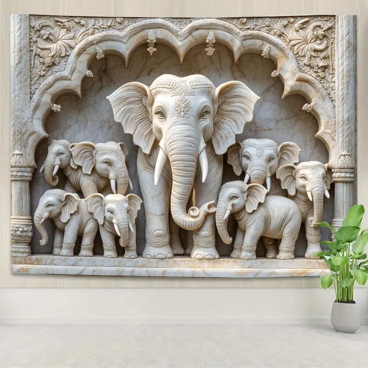 3D Safari Animal Tapestry Elephant Family Jungle Theme Wall Art for Kids Room Nursery Living Room Dorm Decor
