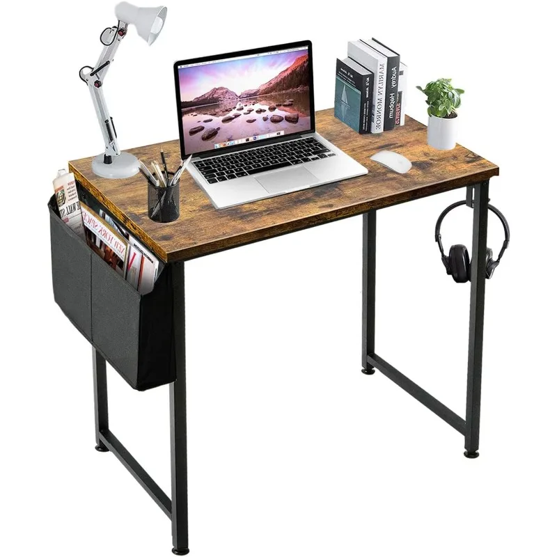 

Small Computer Desk Study Table for Small Spaces Home Office 31 Inch Rustic Student Laptop PC Writing Desks with Storage Bag