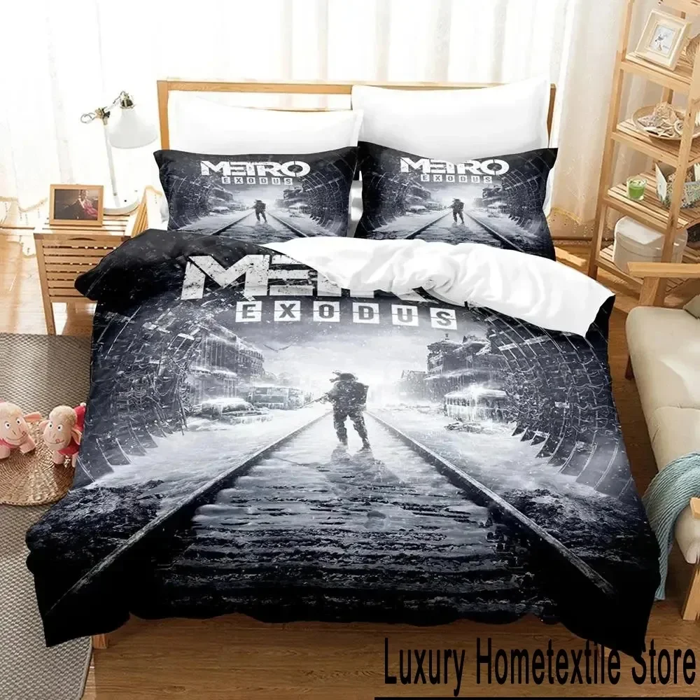 3D Print Game Metro Exodus Bedding Set Duvet Cover Bed Set Quilt Cover Pillowcase Comforter king Queen Size Boys Adult Bedding