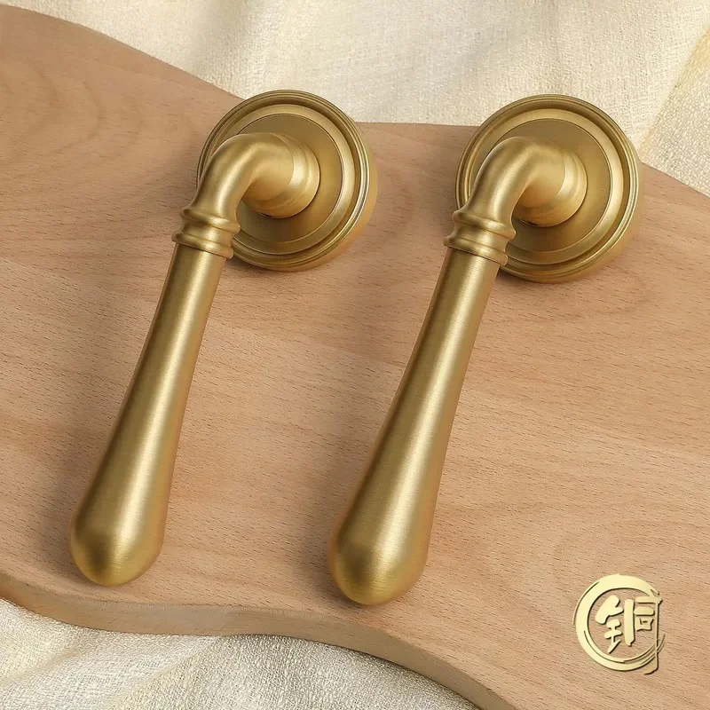 Retro Light Luxury Mechanical Door Lock Set Antique Brass Bedroom Meeting Room Universal Double Door Lock