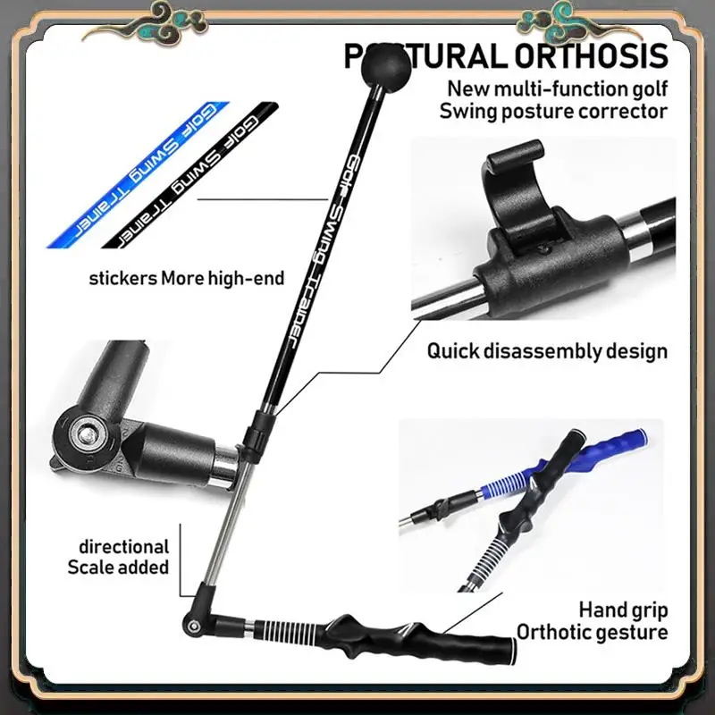 

Premium Golf Training Aid Multi Adjustable Golf Swing Training Aid Stick Forearm Rotation Swing Posture Corrector