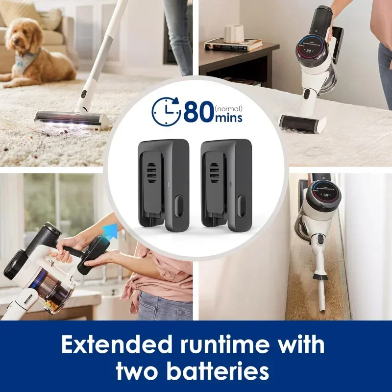 مكنسة كهربائية Qwttinecoes Pure One S15 pet ex الذكية اللاسلكية، مكنسة كهربائية مع فرشاة صفرية ووقت تشغيل طويل، للأرضيات الصلبة