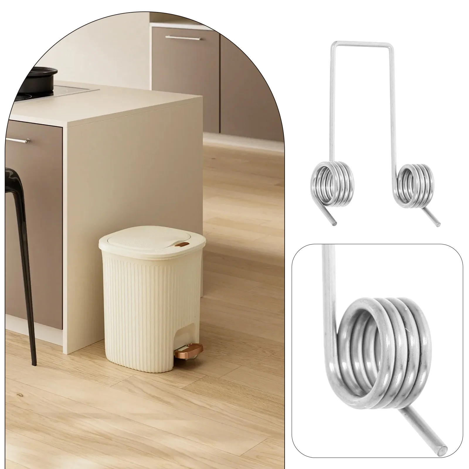 Resortes torsionales de acero inoxidable para tapa de cubo de basura, repuesto Universal, resorte de reparación ajustable, 6 uds.