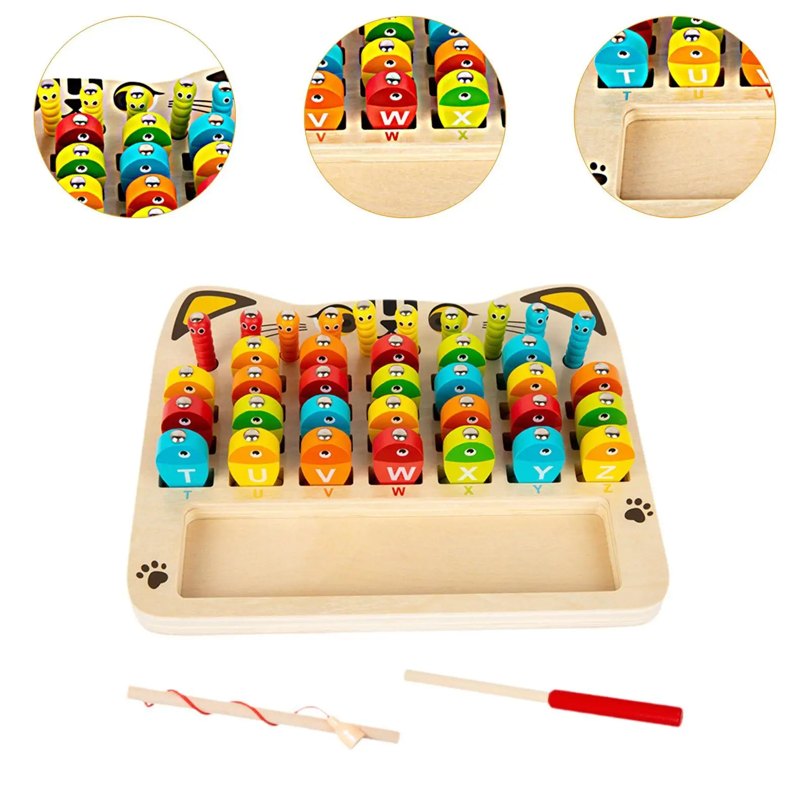 Fishing Game Play Set Fine Motor Skill Wooden Toy Kids Educational Toy Letter Fishing Game for Kids Ages 3 4 5 6 7 8 and up Gift