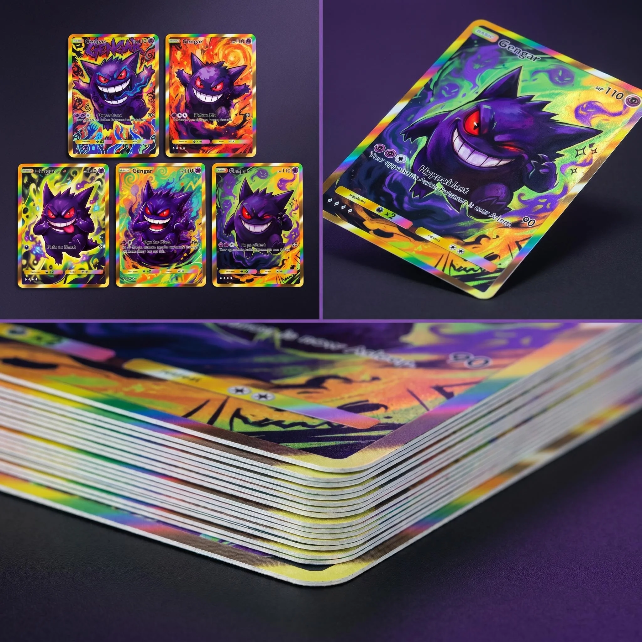 Pokemon-Karten Gengar PTCG Glänzende Seltene Holografische Karten Sammlung Kreativitätsspiel Anime Flash-Karten Pokemon-Karten Geschenk