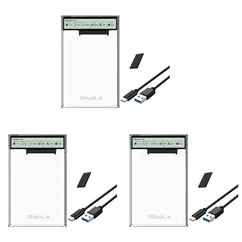 3X Shuole 2.5 Inch HDD Case SATA To USB3.2 Hard Drive Enclosure For SSD Disk HDD Box 5Gbps Type-C Case