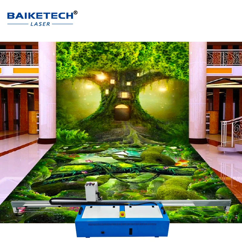 

Автоматический настенный принтер 3D 2-в-1, тройная печатающая головка DX10, пять цветов, УФ-чернила