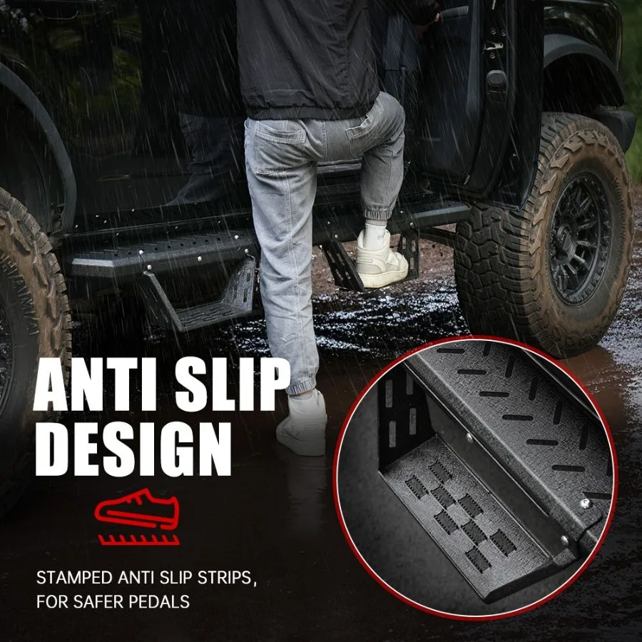 วิ่งบอร์ดใช้งานร่วมกับFord Bronco 4 ประตู 2021 2022 2023 2024 ไม่Fitสําหรับกีฬา 2 บันไดขั้นตอนด้านข้างFitสําหรับBronco An