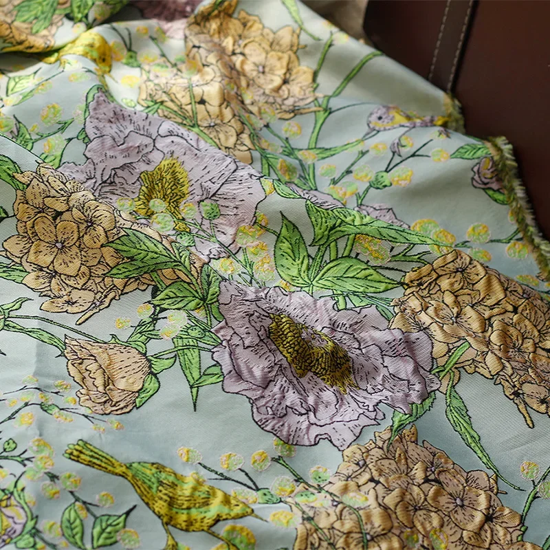 Tissu Jacquard teint en fil gaufré oiseaux et fleurs pour femmes, tissu pour robe d'automne