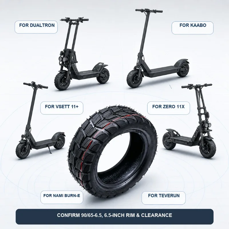 90/65-6.5 HT018 Tubeless Off-Road Electric Scooter Tire for Dualtron Thunder, Kaabo Wolf, VSETT 11+, Zero 11X, NAMI Burn-E