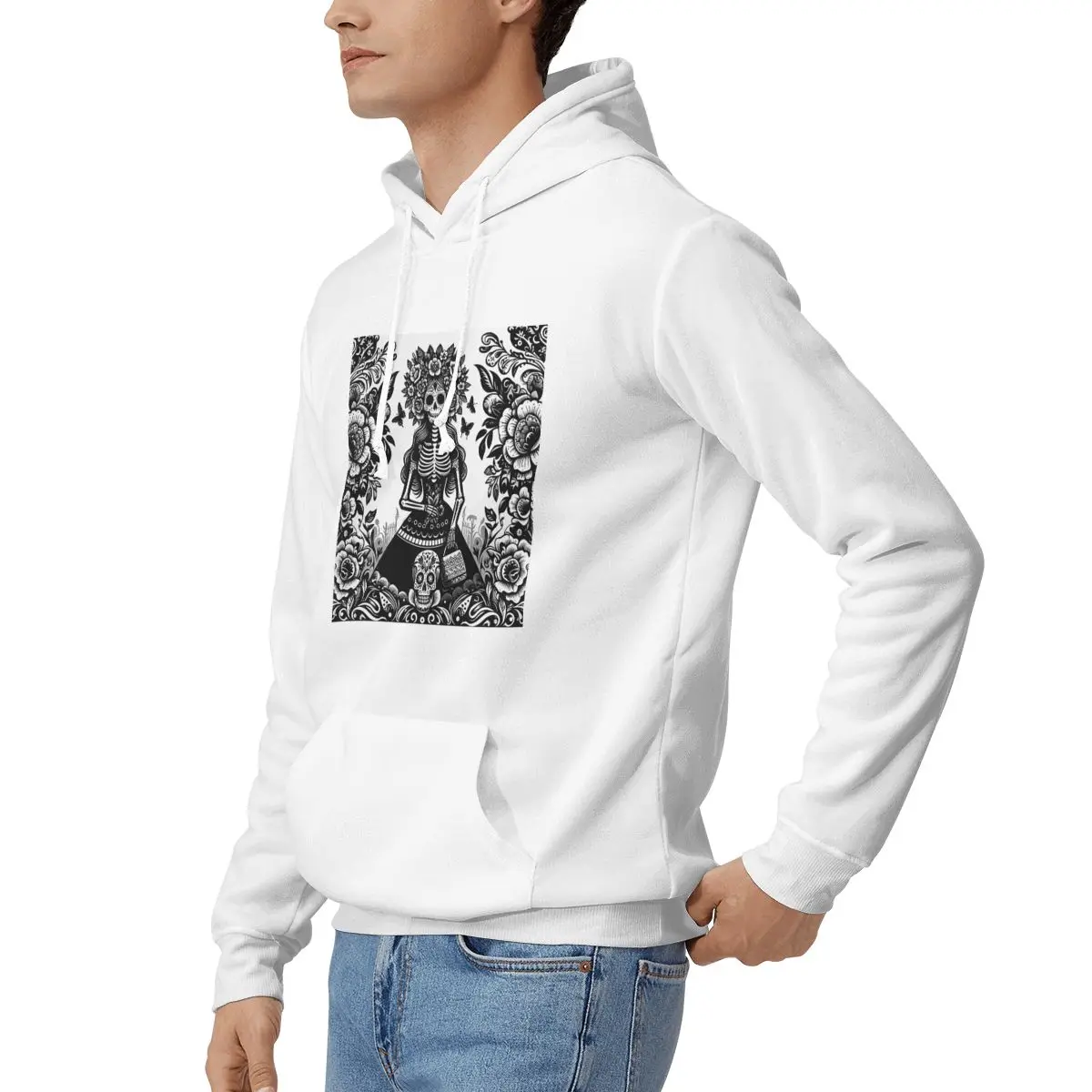 المكسيكي كاترينا فتاة يوم الموتى السكر الجمجمة هوديس الرجال النساء البلوز البلوز الورك كم الملابس الخريف الشتاء #5