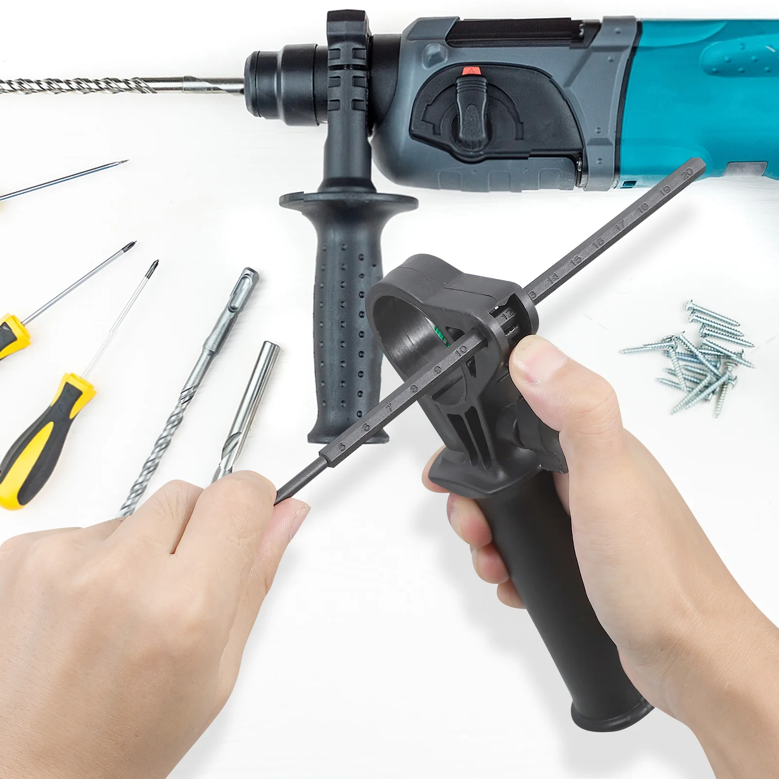 

Electric Hammer Handle Replaceable Impact Drill Grip Sturdy Non-Slip Side Front Handle Durable Abs Iron Material Tool Accessory