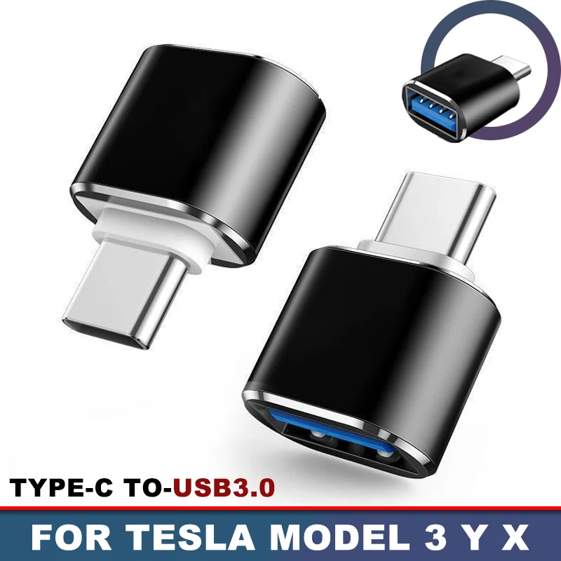 For Tesla Model 3 Y X Car Converter Charging Adapter Type-C To USB-A Interface Mini Interior Accessories Type-C OTG Adapter