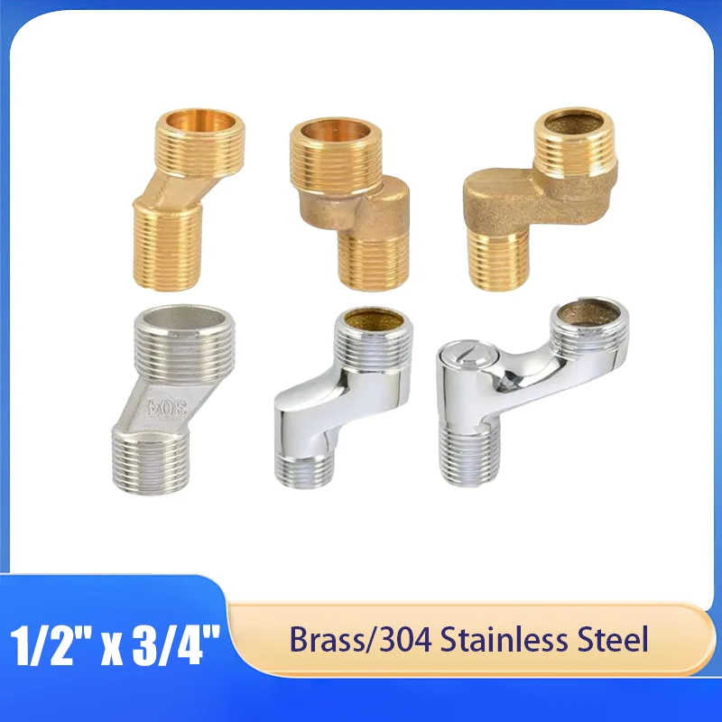 

1/2" x 3/4" Male Tap Reducer Bath Shower Pipe Shower Faucet Accessories Extended And Thickened Elbow Bends Curved Pipes