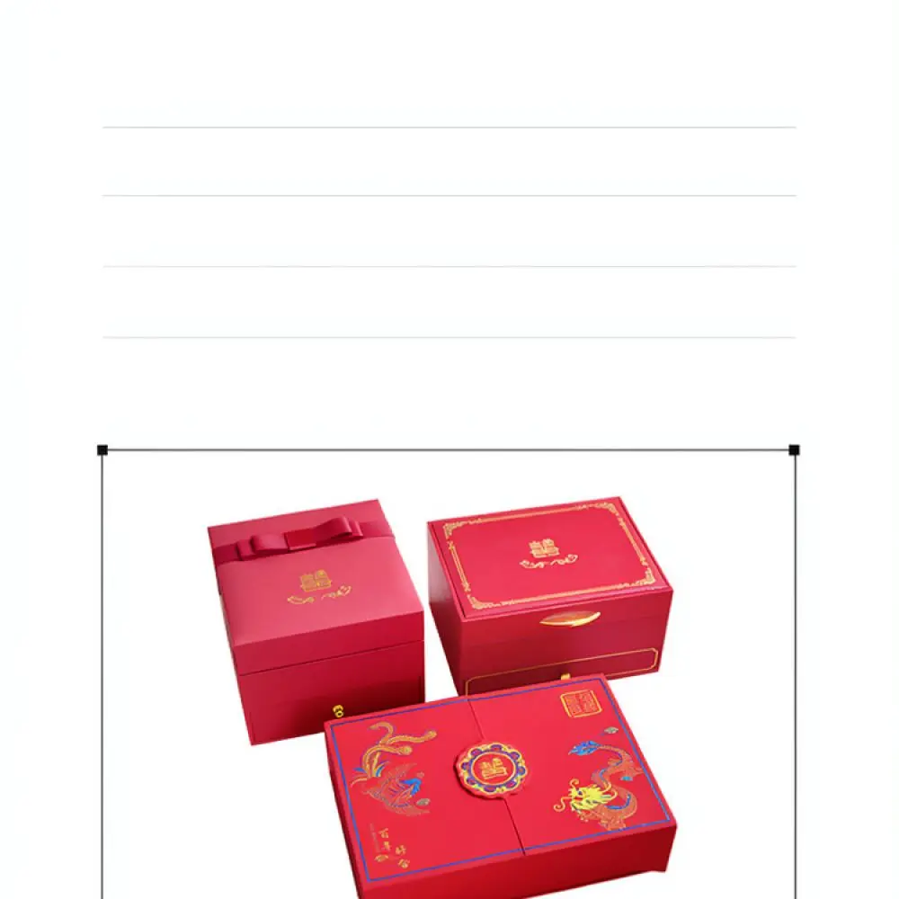 Exquisite Wedding Jewelry Case For Gold Ornaments Velvet Organizer Box Chinese Style Storage For Engagement Gift