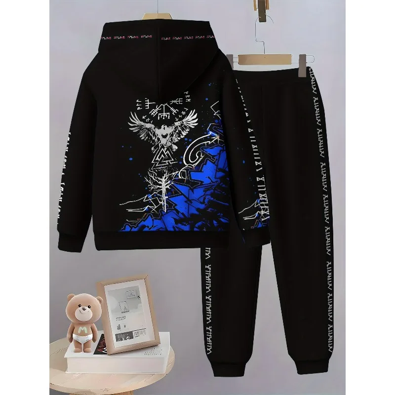 2025 موضة الكتابة على الجدران العصرية نمط ثلاثية الأبعاد مطبوعة هوديي البلوز فستان أطفال مع سروال داخلي مريح لكل من الرجال والنساء