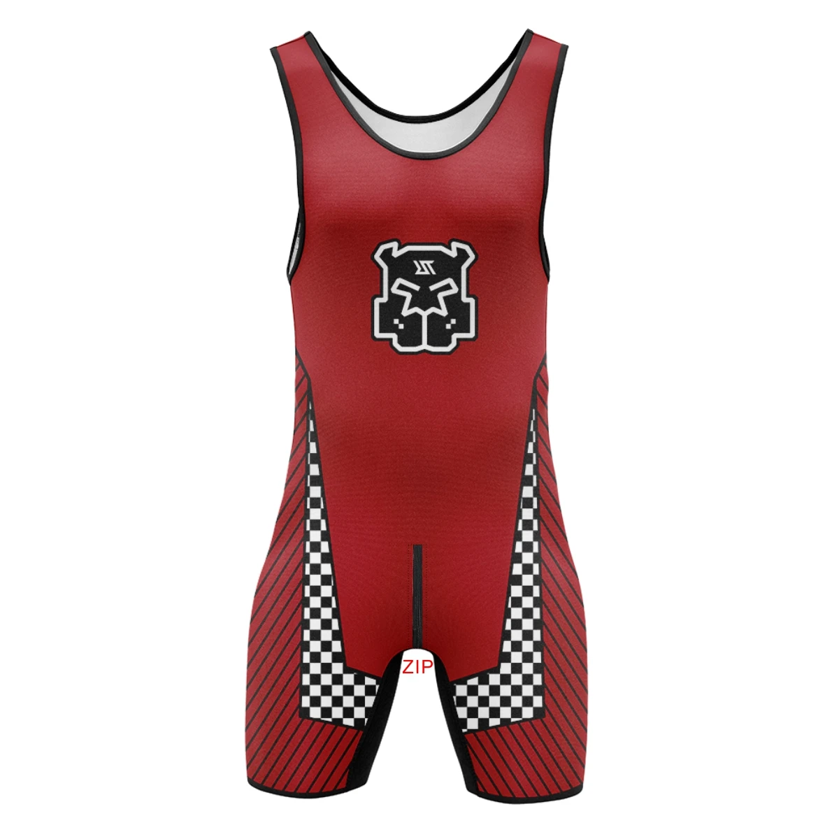 Mens Singlets Zipper Front Back Dog SexyMan Sleepwear Bodysuits RT Sleeveless Wrestling One-Piece Powerlifting Undershirts