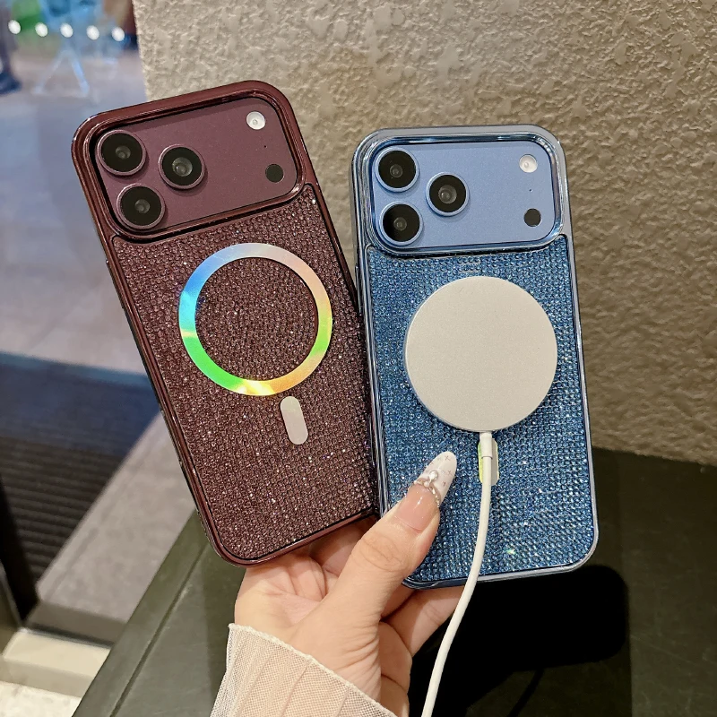 And Electroplated Border Color Magnetic Ring For Magsafe IPhone 17 16 15 18 Pro Max Phone Case With Large Hole Drill Back Cover