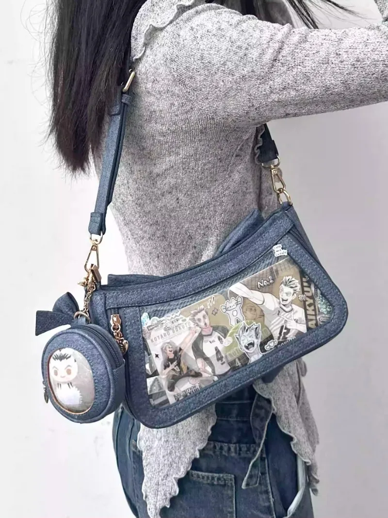 2024 Ita Bag Sweet Bow Dispaly Shoulder Bags Women Spring Cow Lolita Crossbody Bag Girls JK Uniform Underarm Bag Bolso Mujer