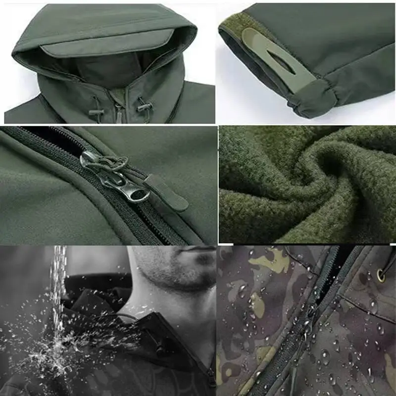 Men Autumn Winter Tactical Military Tracksuit Set Softshell Jackets Casual Fleece Cargo Pants Hiking Camping Climbing Trousers