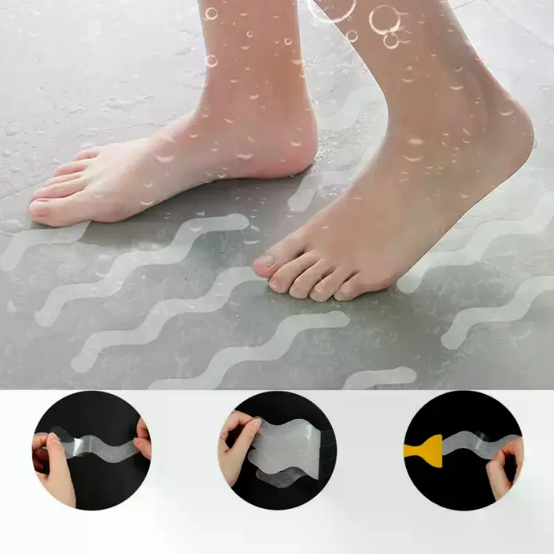 Transparent Bathroom Bathtub Anti Slip Sticker Strong Adhesive Easy To Cut Waterproof Anti Fall Safety Sticker