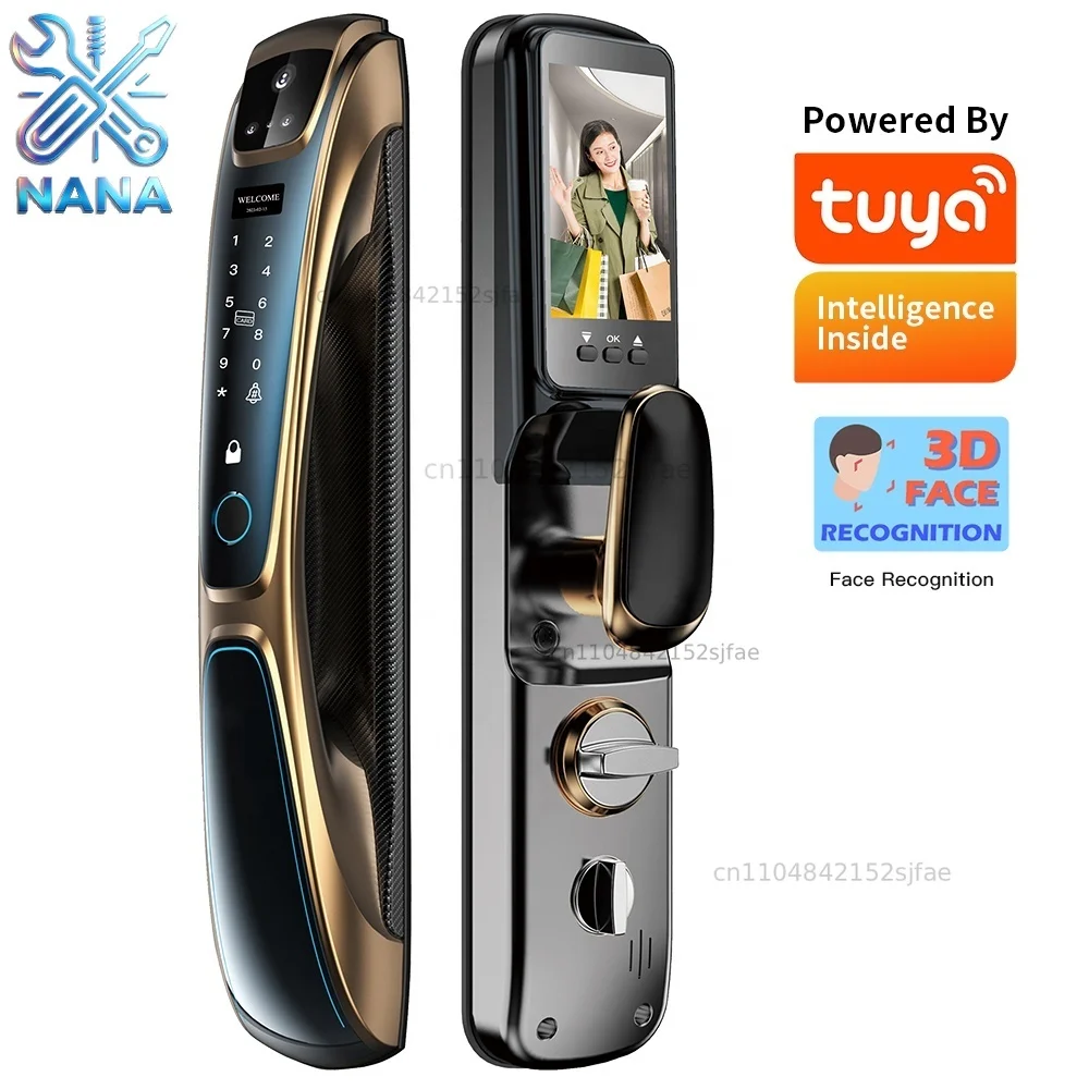 Automatic Fingerprint Electronic Digital Tuya 3D Face Recognition Cards Keys Smart Door Lock Wifi for Home Hotel Apartment