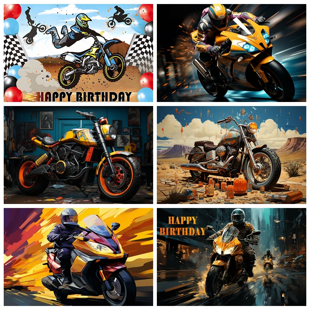 Motocross Racing Background Custom Dirt Bike Motorcycle Backdrop Kids Boy Birthday Party Decoration Banner Photography Poster