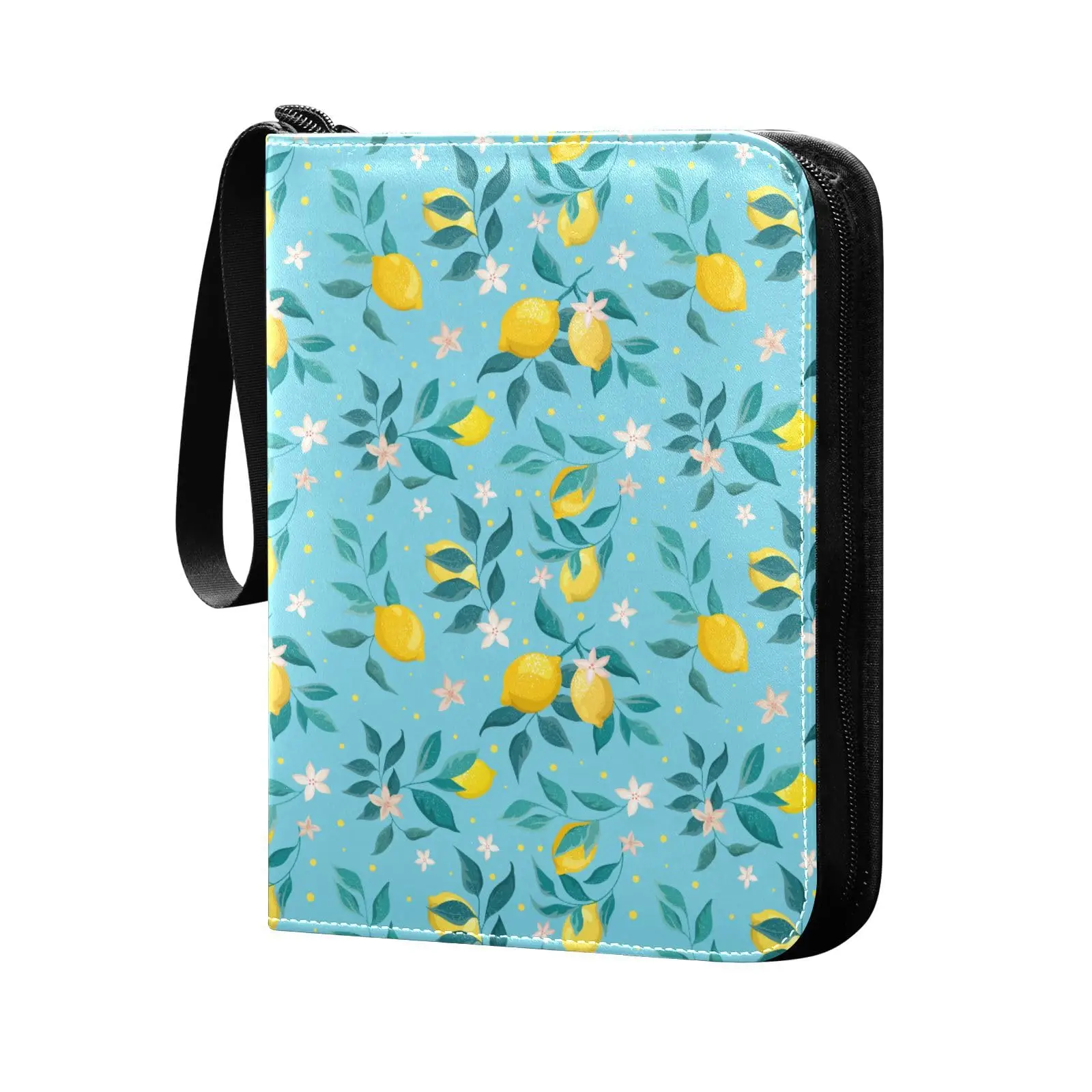 Lemon Fruits Leaves 4 Pocket Card Binder, 400 Double Sided Pocket Album for Sport Game Cards, Unique Card Collection Storage