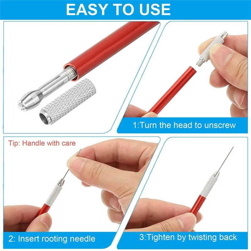 AB15-Kit supporti per radicare i capelli della bambola, aghi per maglieria per rerooting dei capelli della bambola da 0,6 mm/0,8 mm con puntucce in legno uncinetti