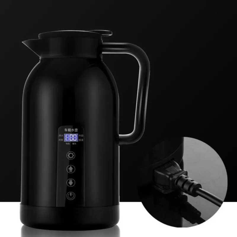 Portable Car Hot Kettle 1200ML Water Heater Travel Auto 12V/24V for Tea Coffee 304 Stainless Steel Large Capacity for Vehicle