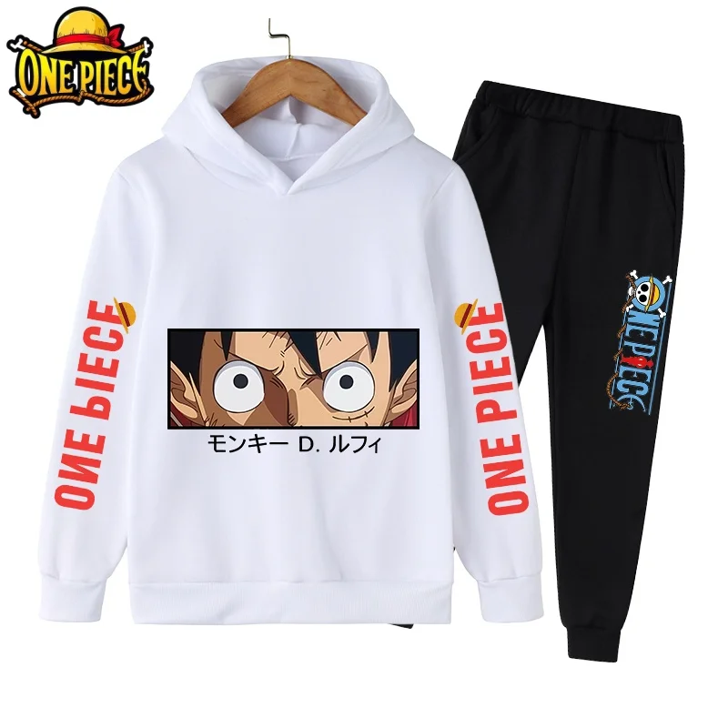 

Luffy Zoro One Piece Kids Boys Spring Autumn Hoodie Pants 2Piece Set Cute Casual Sports Jogging Outfit 3-12 Years Sets Children
