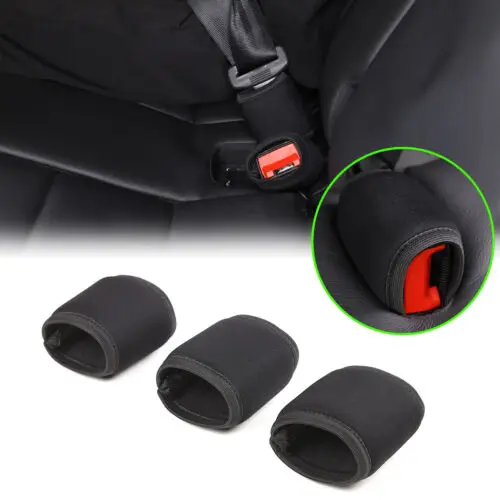 3PCS Black Cloth Car Rear Seat Belt Base Buckle Cover For INEOS Grenadier 2020-2024 Protector Case Car Interior Accessories