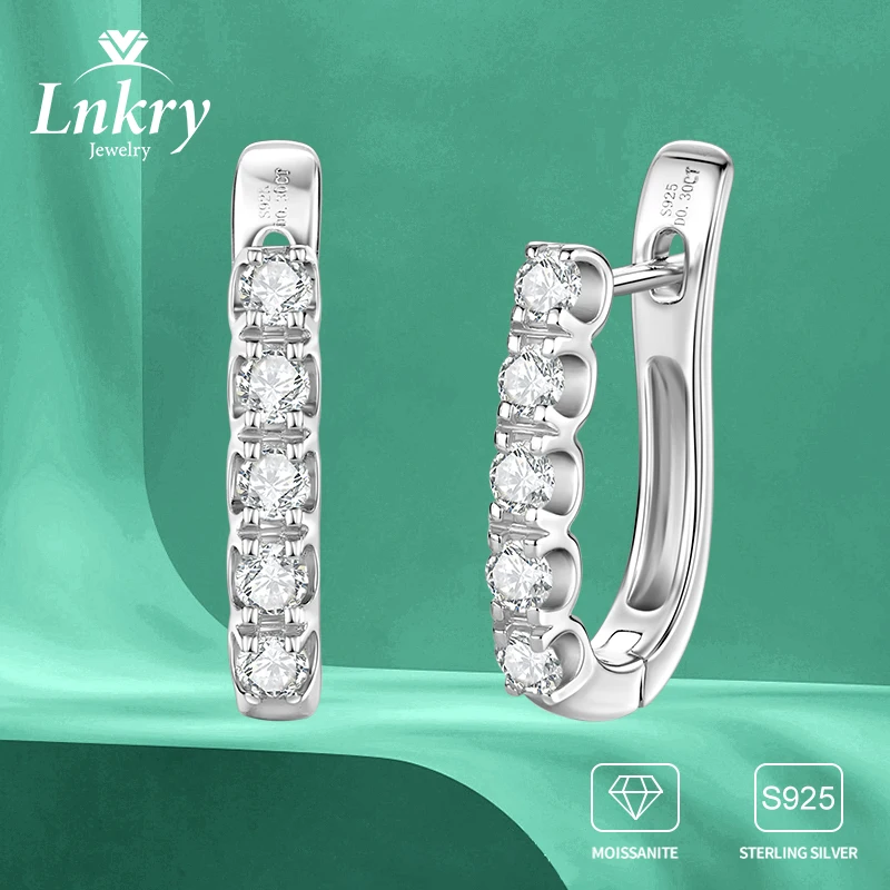 

nkry Certified 2.5mm Moissanite Circle Earring For Women Real 925 Sterling Silver U-shaped Hoop Huggies Earring Jewelry Gift