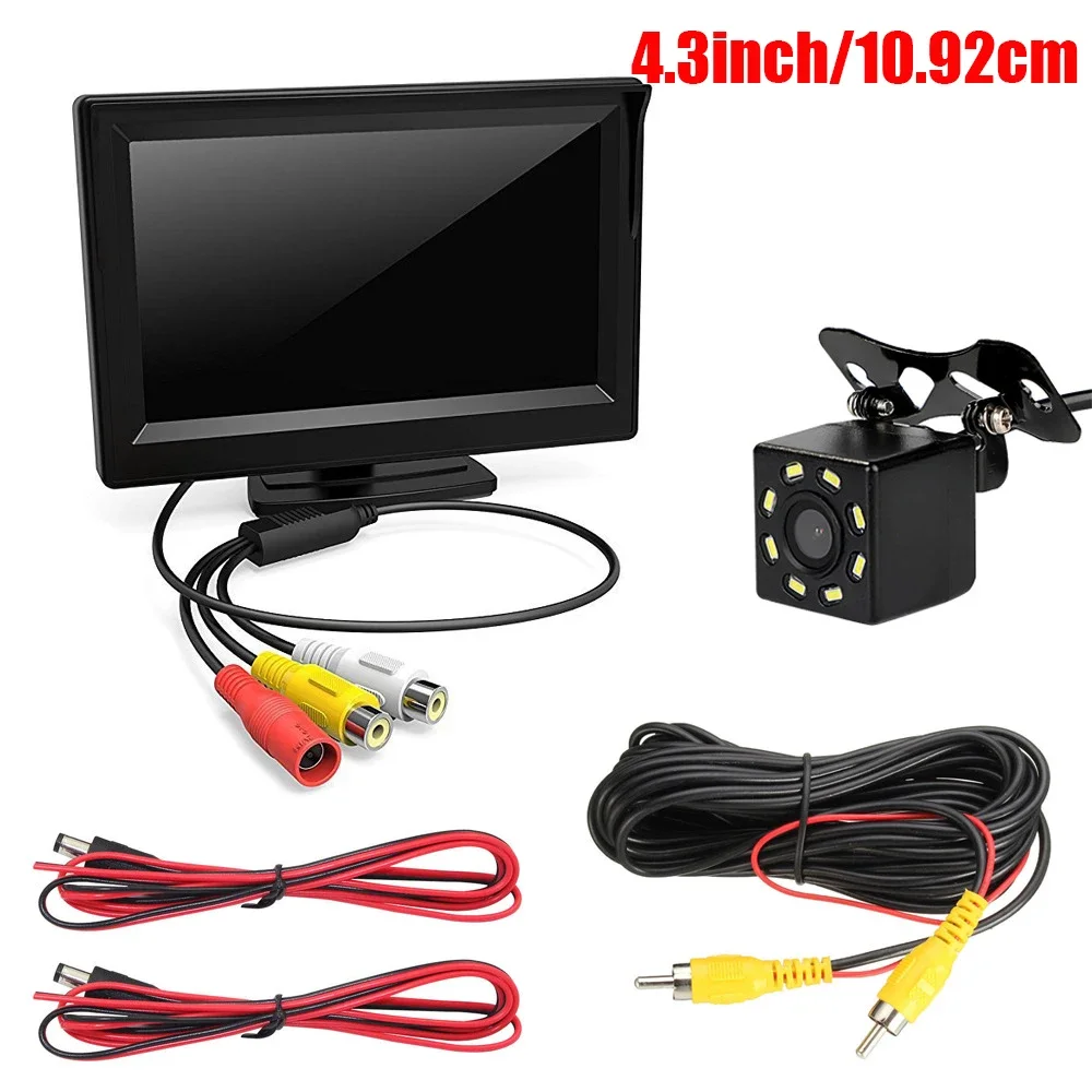 4.3in Car Reverse Monitor with Rear View Camera Backup Camera Kit Monitor Display Parking System Rearview Reverse Monitor