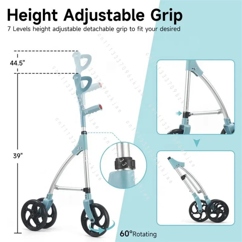 Foldable Three-wheeled 3 Wheel Walker for Seniors, Lightweight Folding  Junior One Handed Walker