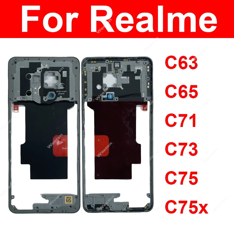 

Средний корпус для Realme C63 C65 C71 C73 C75 C75x 4G 5G, средняя рамка, держатель корпуса, запасные части