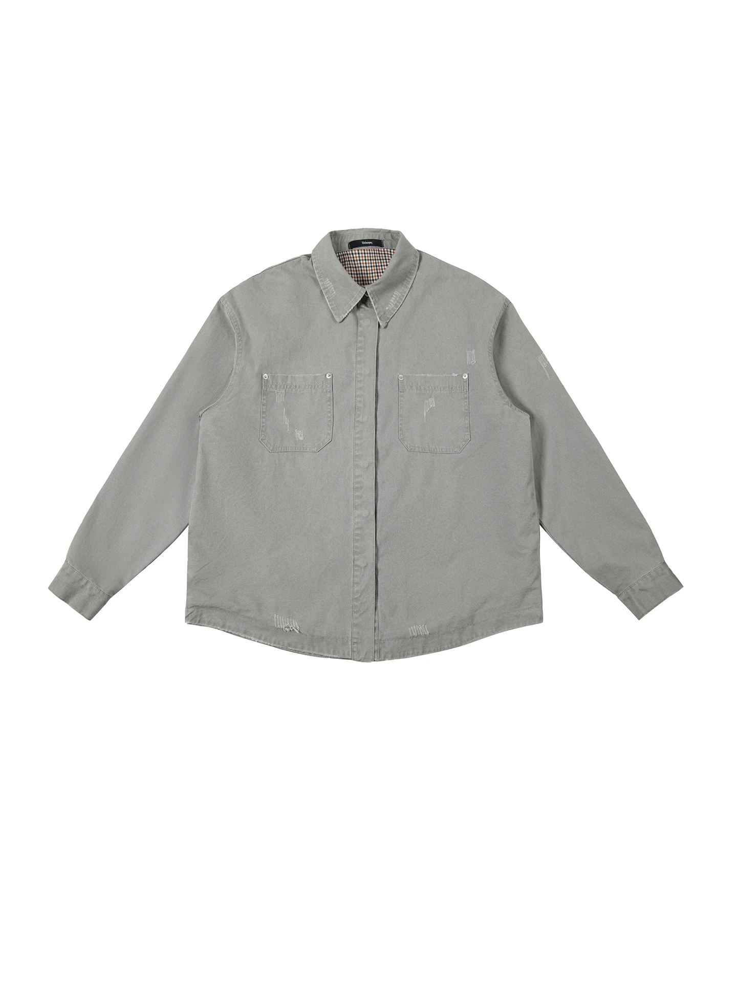 

Retro American Waed Heavy Du Collared irt Spring Outdoor Casual ex Workwear Cotton Long Sve Button up irt