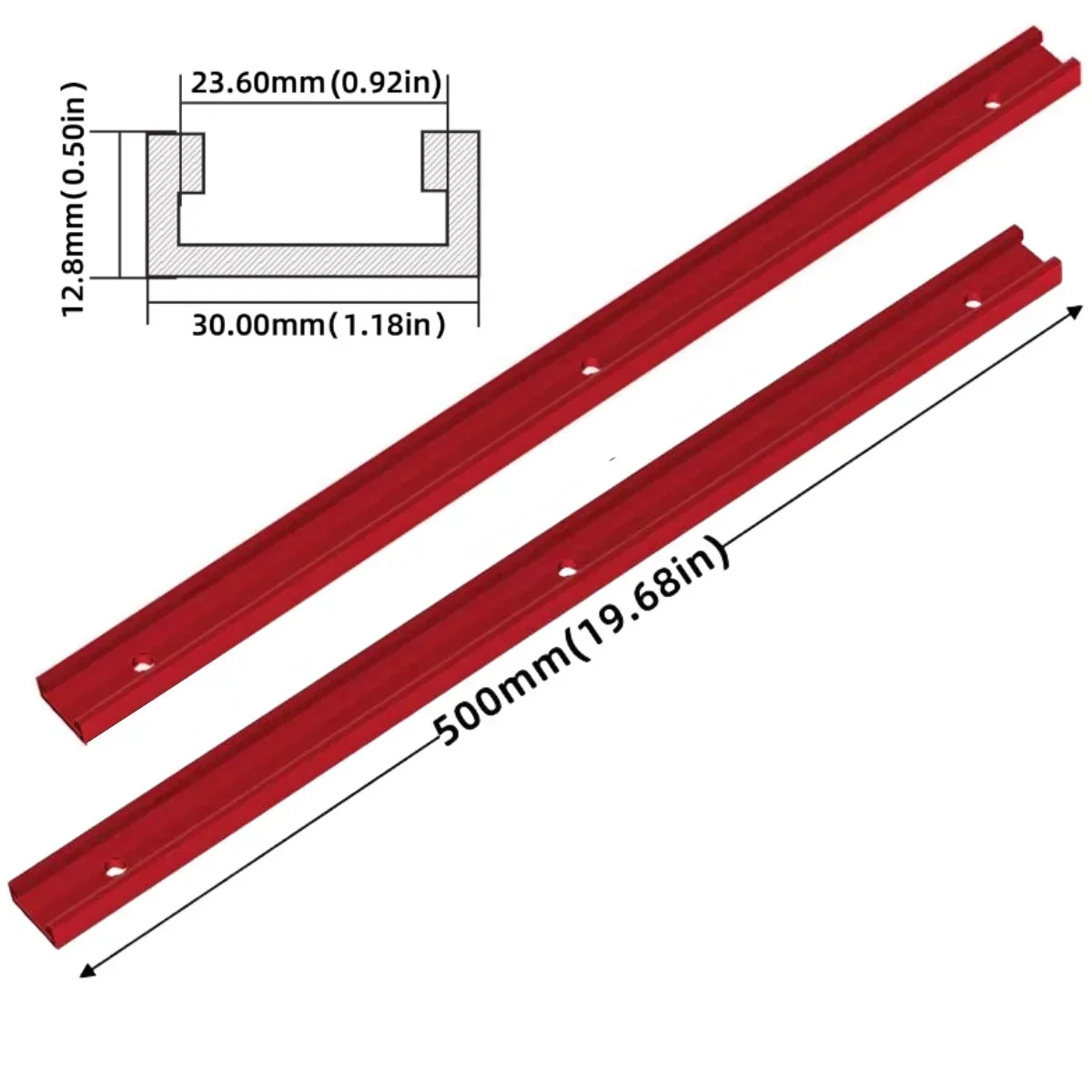 2er-Pack Holzbearbeitungs-T-Schienen, Hochbelastbare Aluminium-Gehrungsschienen für Frästische, Sägeleisten, Vorrichtungen und Klemmsysteme – Detail 11