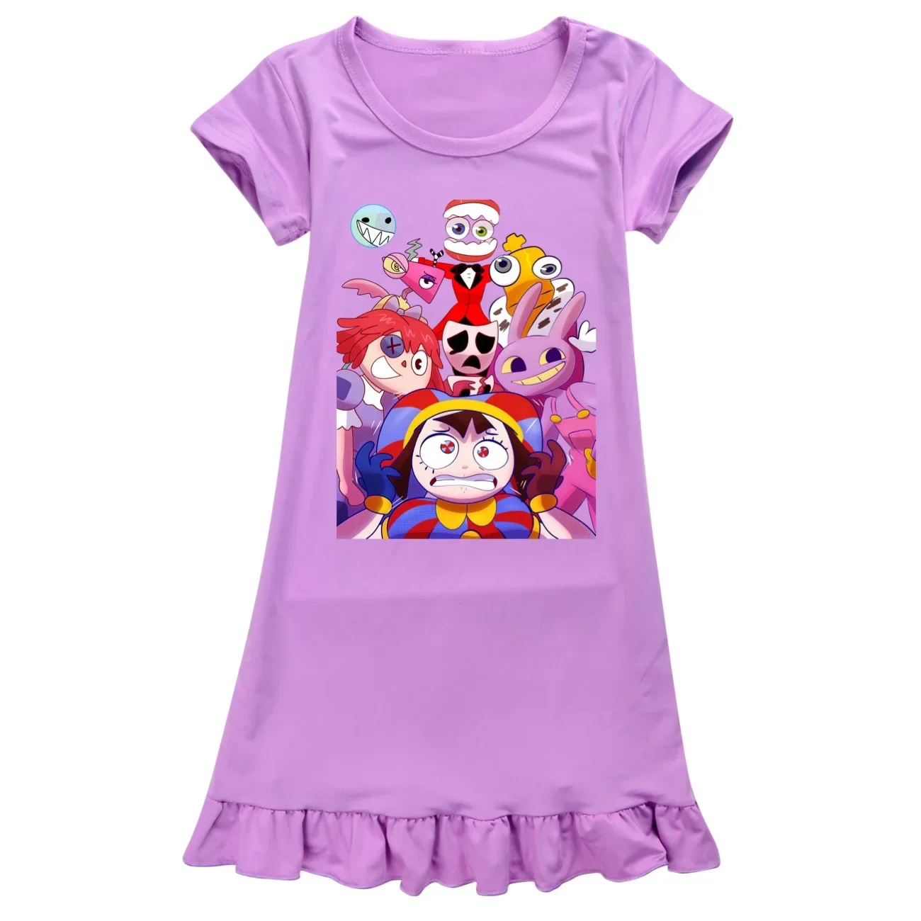 The Amazing Digital Circus Pomni Jax Clothes Kids Short Sleeve Pajamas Girls Summer Sleeping Dresses Children Cartoon Nightgowns