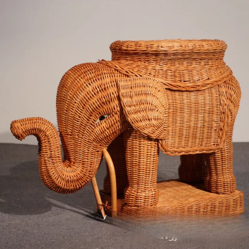 Woven elephant ornament rattan elephant decoration handmade rattan photography ornament
