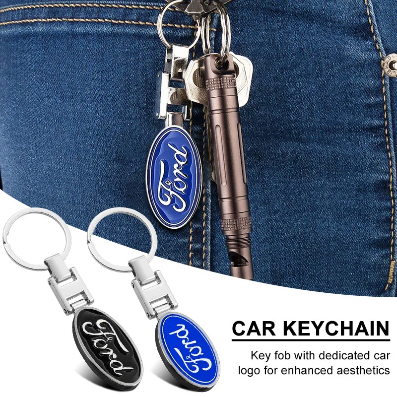 

Metal Car Emblem Key Chain Rings Holder Auto Keychain Styling for Ford Mustang Mondeo Focus Fiesta Escape Kuga Ecosport Ranger